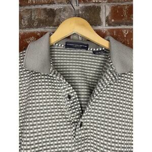 Carnoustie Limited Green Checked Polo Shirt Large 100% Cotton Normcore Earthtone